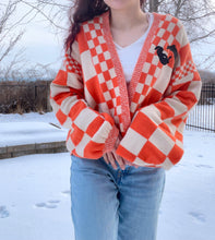 Load image into Gallery viewer, Orange Checkered Bunny Cardigan
