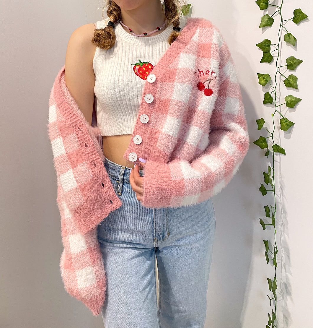 Cherry Cardigan - Pastel Pink