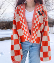 Load image into Gallery viewer, Orange Checkered Bunny Cardigan
